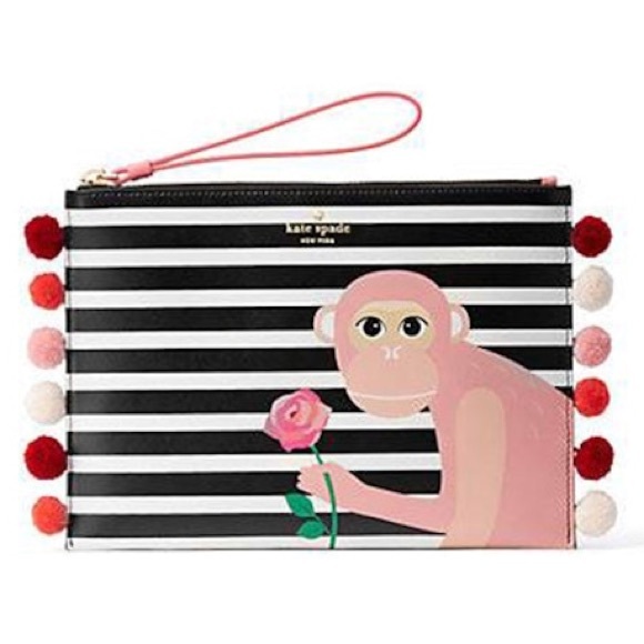 Kate Spade rambling roses monkey medium bella pouch - Picture 1 of 5